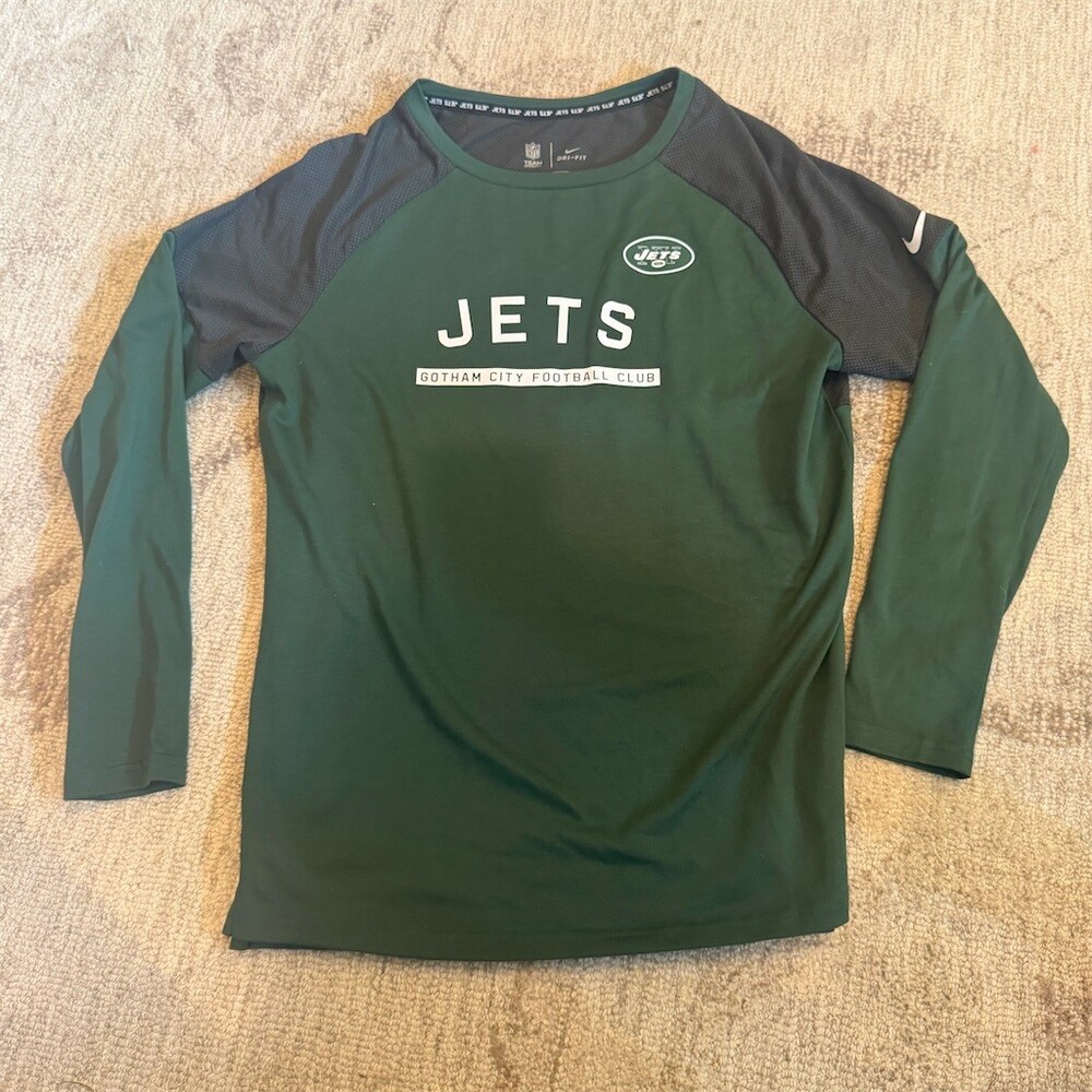Nike New York Jets Shirt Men's Small Green Black Long Sleeve NFL Football